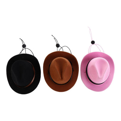Dog Cowboy Hat Set, 3 Pack — Adjustable Western Caps for Small Dogs & Cats